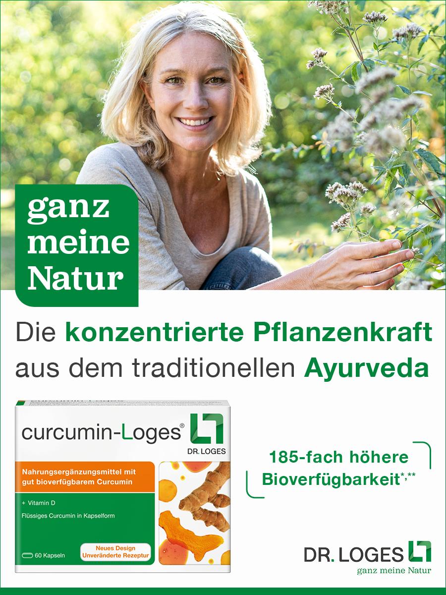 curcumin-Loges mit der Kraft aus der Kurkuma-Wurzel in einer Kapsel.